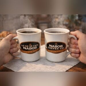 Set of 2 Vintage Nabob Coffee Company Porcelain Mugs – Rare Canadian Advertising